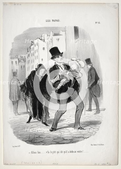 Fathers, plate 13: Come along, dear..., 1847. Creator: Honoré Daumier (French, 1808-1879).