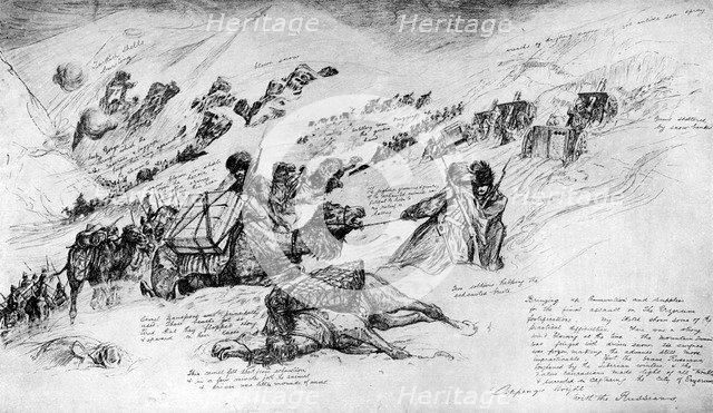 Russians bringing up guns and ammunition for the assault at Erzrum, 1916, (c1920). Artist: Stuff