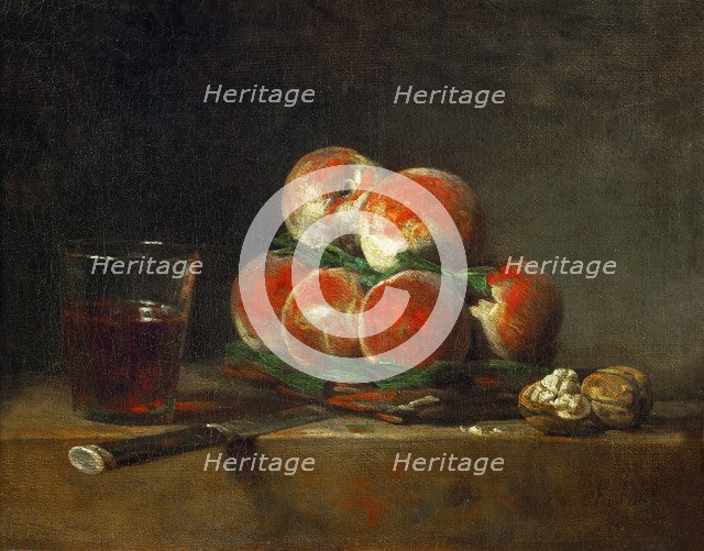 Basket of Peaches. Artist: Chardin, Jean-Baptiste Siméon (1699-1779)