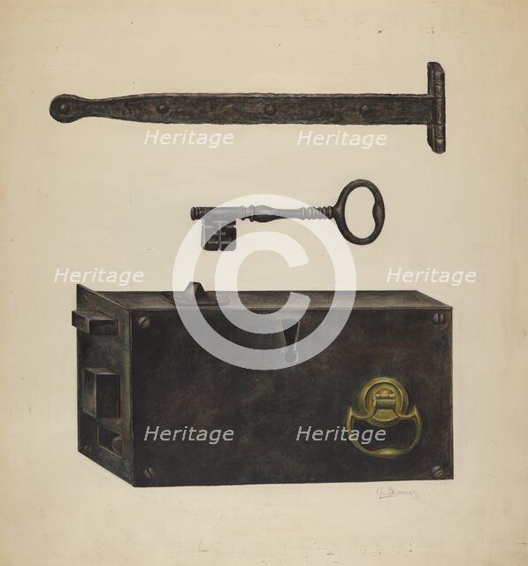 Lock, Key, Hinge, c. 1938. Creator: Charles Bowman.