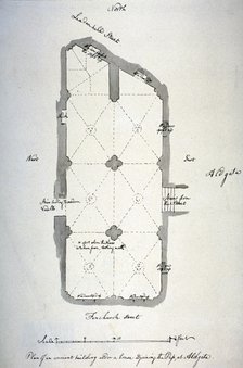 Plan of vaulting in St Michael's Crypt, Aldgate, London, 1784. Artist: John Carter