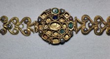 Gold Roman bracelet set with sapphires, emeralds, and pearls, 3rd century. Artist: Unknown