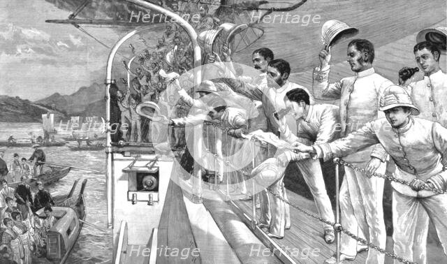 ''Good-bye to Japan--Homeward bound from the East; H.M.S Audacious leaves Japan', 1890. Creator: Unknown.