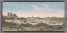 View of the city of Paris seen from the Quai de Miramion, 1700-1799. Creators: Anon, Jacques Rigaud.