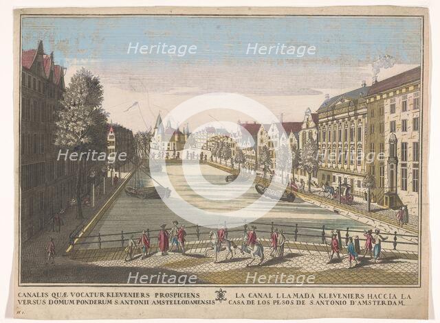 View of the Kloveniersburgwal and the Waag on the Nieuwmarkt in Amsterdam, 1700-1799. Creator: Unknown.