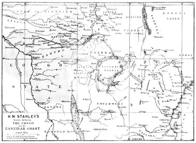 Map showing the Great Forest traversed by Mr. Stanley and his party, 1890. Creator: Unknown.