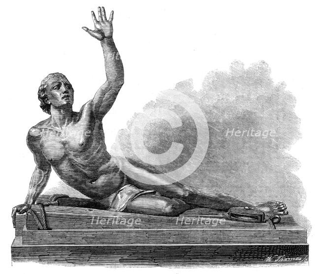 The International Exhibition: bronze statue, "The Castaway", by Charles Fuller, 1862. Creator: W Thomas.