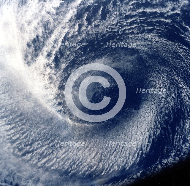 Eye of tropical storm 'Blanca' photographed between 17 and 24 June 1985. Artist: Unknown