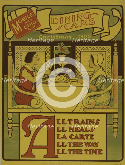 Mobile and Ohio r. r. dining cars Christmas 1902, c1895 - 1917. Creator: Unknown.