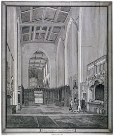 Interior of the Church of St Katherine by the Tower, Stepney, London, 1780. Artist: J Roberts