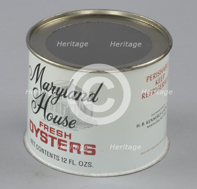 Oyster can used by H. B. Kennerly & Son, Inc., 1935-1950. Creator: Unknown.