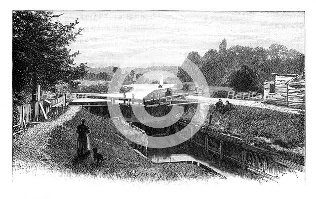 Old Windsor Lock, River Thames, Berkshire, c1888. Artist: Unknown