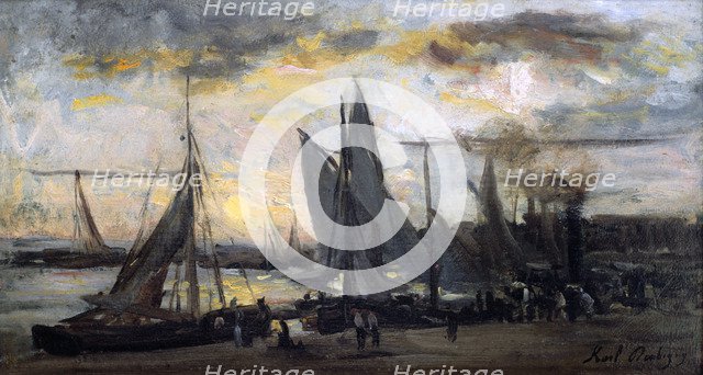 'The Return of the Fishermen', late 19th century.  Artist: Karl Daubigny