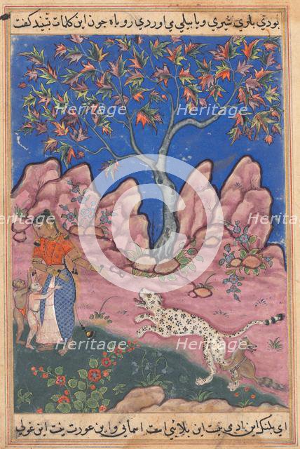 Page from Tales of a Parrot (Tuti-nama): Thirtieth night: The woman conversing..., c. 1560. Creator: Unknown.