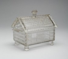 Log Cabin pattern covered dish, c. 1875. Creator: Central Glass Company.