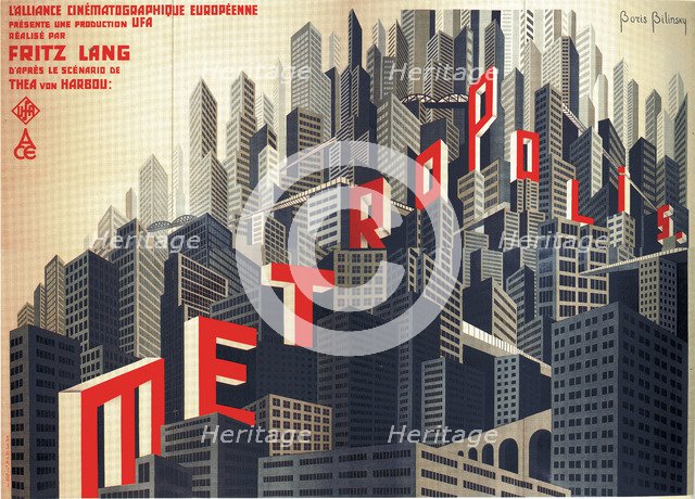 Movie poster Metropolis by Fritz Lang, 1926. Artist: Bilinsky, Boris Konstantinovich (1900-1948)