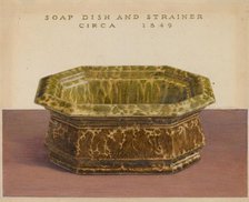 Soap Dish and Strainer, c. 1937. Creator: Roy Williams.