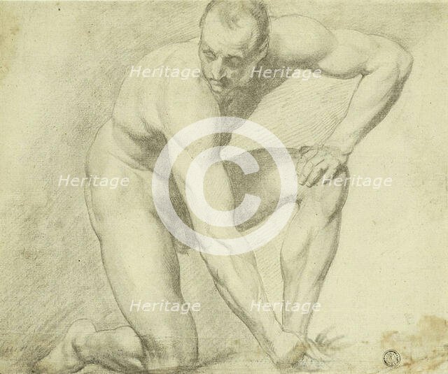 Male Nude Stooping, 1790/99. Creator: JMW Turner.