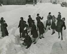 African American members of the Women's Army Corps standing in the snow and..., New York, 1946. Creator: Unknown.