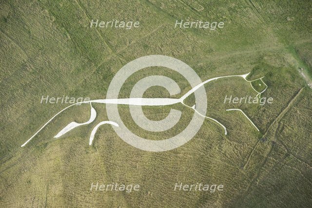 The Uffington White Horse chalk hill figure, Whitehorse Hill, Oxfordshire, 2019. Creator: Damian Grady.