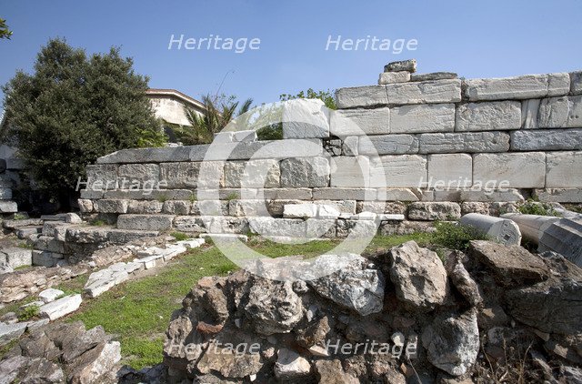 A Roman fortification wall in the Greek Agora of Athens, Greece. Artist: Samuel Magal