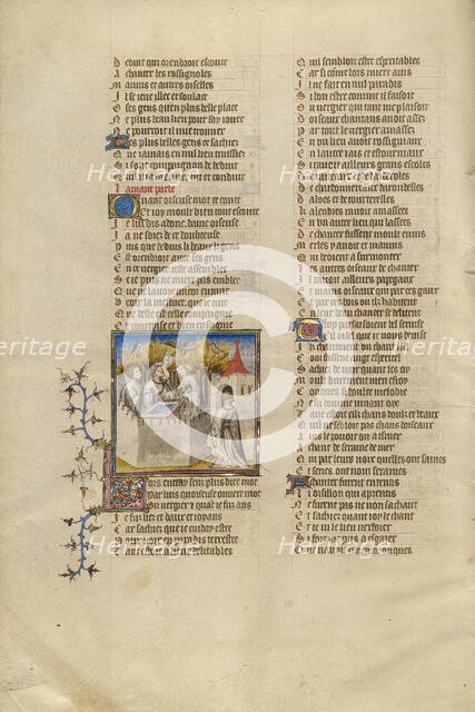 The Lover Views the Garden; Roman de la Rose, about 1405. Creator: Unknown.