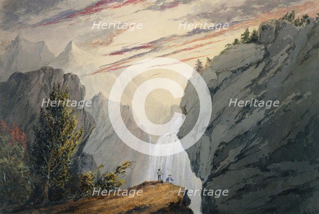 At the Waterfall, ca. 1850. Creator: David Claypoole Johnston.