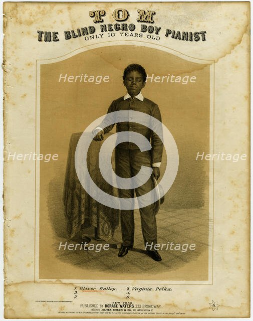 'Tom, The Blind Negro Boy Pianist, Only 10 Years Old', 1860. Creator: Unknown.