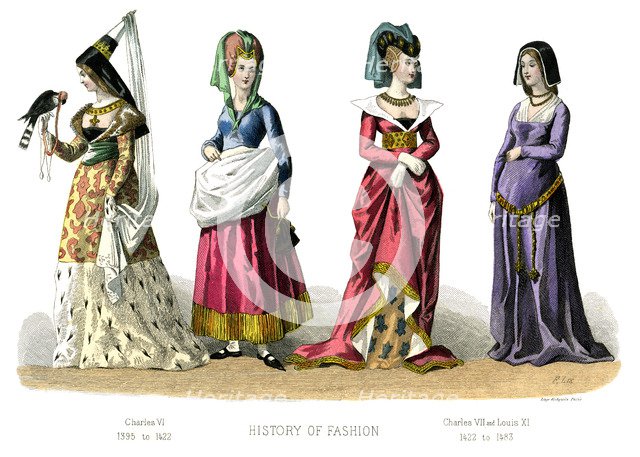 French costume: Charles VI, Charles VII, Louis XI, (1882). Artist: Unknown