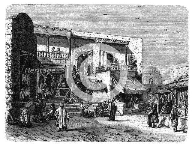 Moorish coffee house at Sidi Bou Said, Tunis, c1890. Artist: Unknown