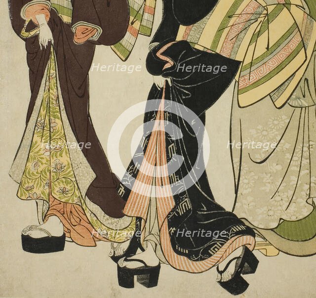 Two Entertainers and a Maid, c. 1777. Creator: Kitao Shigemasa.