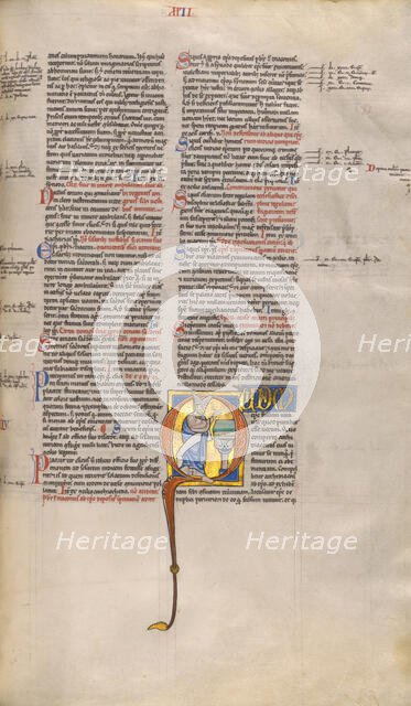 Initial Q: A Bishop Taking an Oath; Decretum, about 1170-1180. Creator: Unknown.