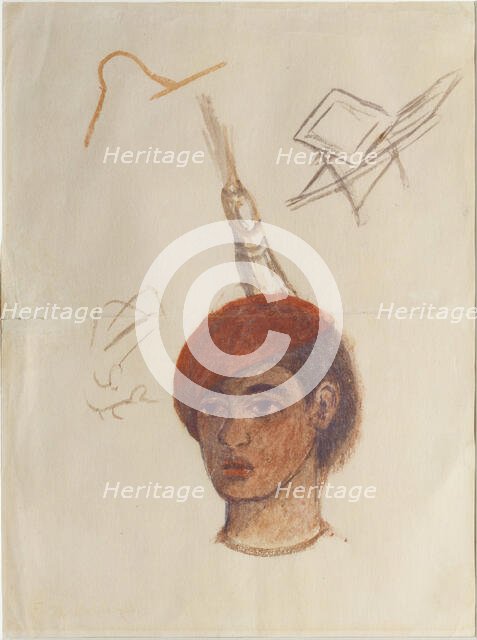 Self-portrait (Cabeza con cachucha roja) , 1932. Creator: Kahlo; Frida (1907-1954).