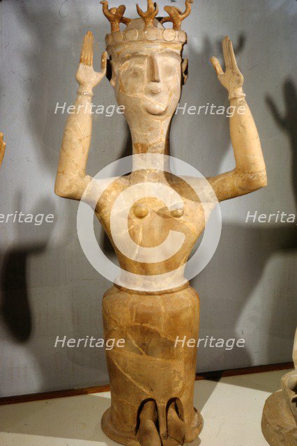 Terracotta Goddess from shrine at Karphi, Lassithi, Crete, c12th century BC Artist: Unknown.
