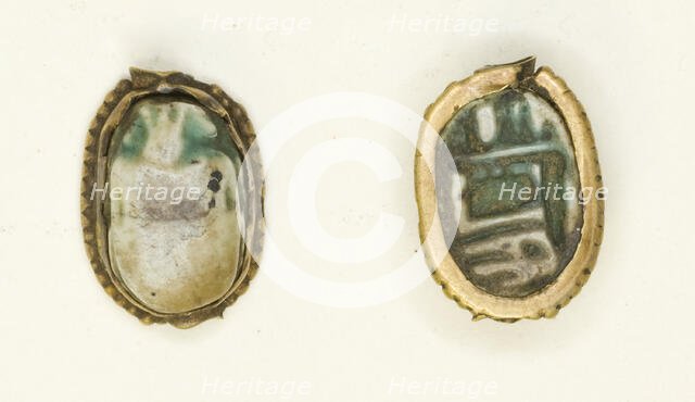 Scarab: Amun-Ra and Hieroglyphs, Egypt, New Kingdom, Dynasties 18-20 (about 1550-1069 BCE). Creator: Unknown.