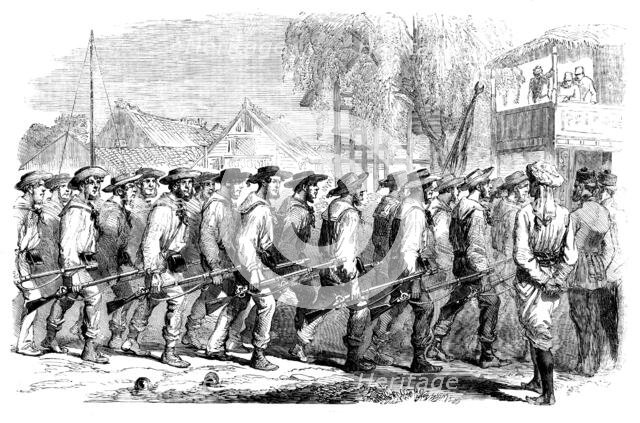 Sketches in China - the "Sanspareil" Naval Brigade landing at Canton, 1858. Creator: Unknown.