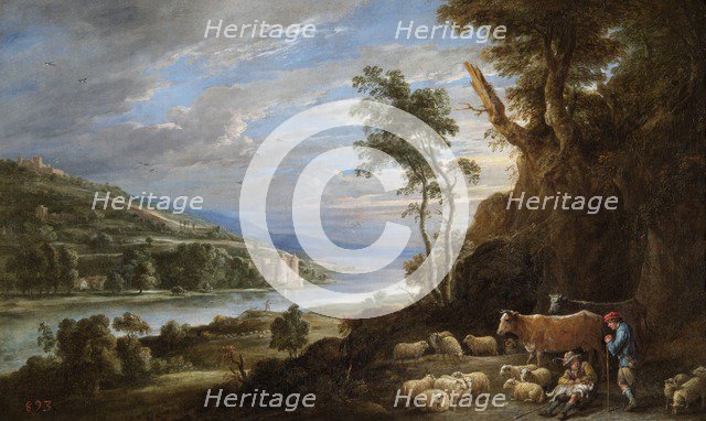 'Landscape with Shepherds and a Distant View of a Castle', 17th century. Artist: David Teniers II.