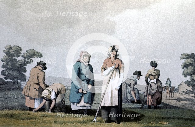 Lowkers - women who weeded corn, 1814. Artist: George Walker of Seacroft