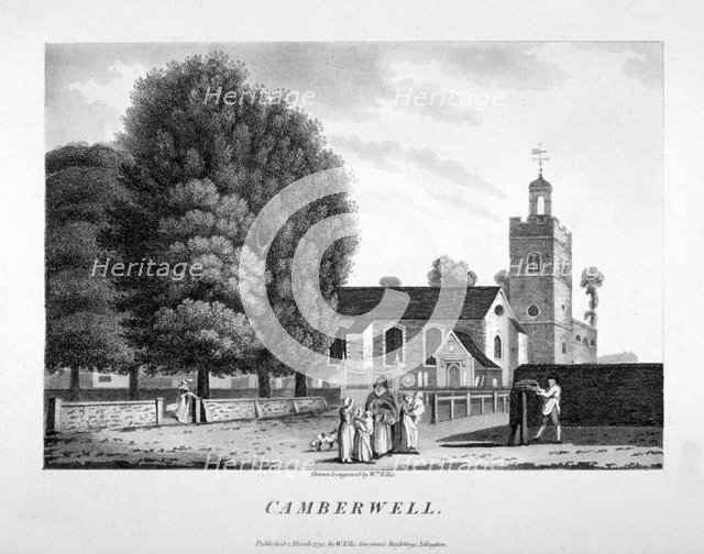 Church of St Giles, Camberwell, London, 1792.                           Artist: William Ellis