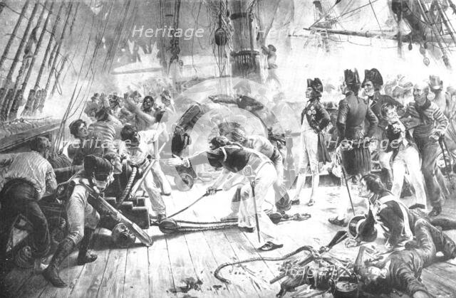 Pictures from the Royal Academy: Trafalgar - the late W. H. Overend, 1898. Creator: Unknown.