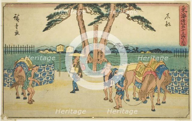 Ishibe, from the series "Fifty-three Stations of the Tokaido (Tokaido gojusan..., c. 1841/44. Creator: Ando Hiroshige.