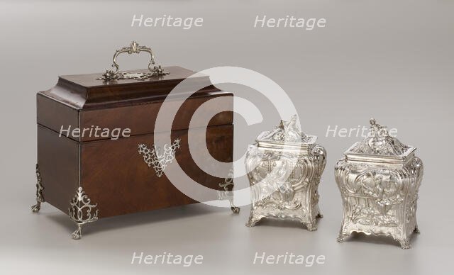 Pair Of Tea Canisters With Case, 1769/70. Creator: Pierre Gillois.