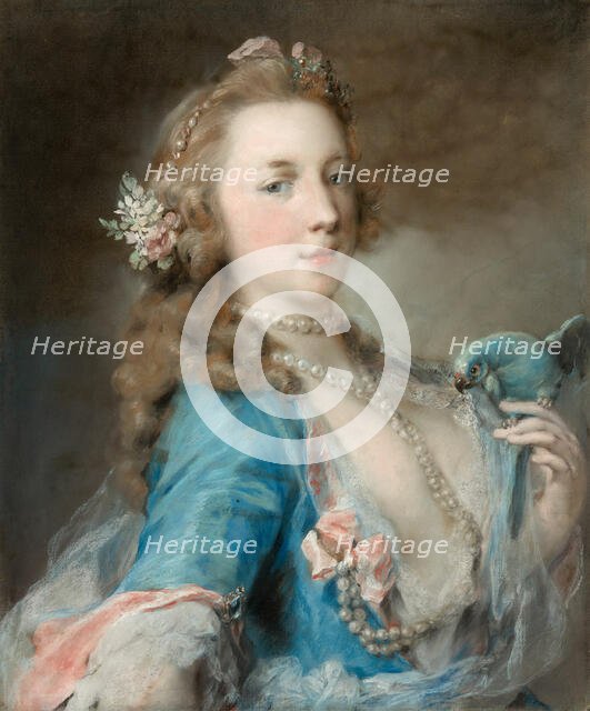 A Young Lady with a Parrot, c.1730. Creator: Rosalba Giovanna Carriera.