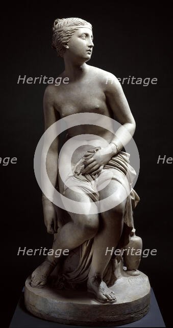Nymph at the Bath (or Nymph untying her Sandal), 1824-1830. Creator: John Gibson.