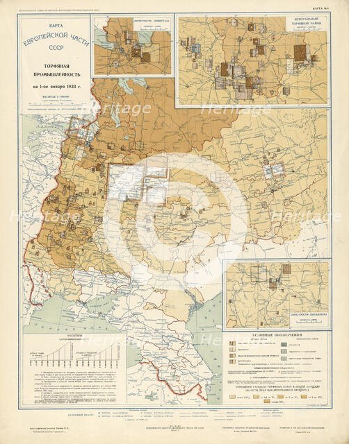 Peat industry on January 1, 1933, 1934. Creator: Mikhail Alekseevich TSvetkov.