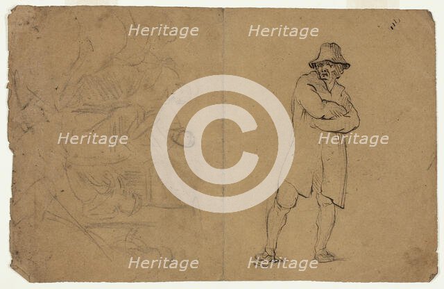 Two Sketches: Standing Man with Arms Folded and Group of Figures, n.d. Creator: Jean-Baptiste Carpeaux.