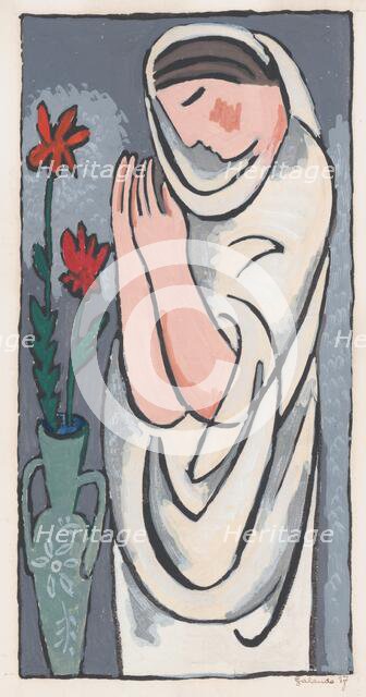 Woman and a flower, 1937. Creator: Mikulas Galanda.