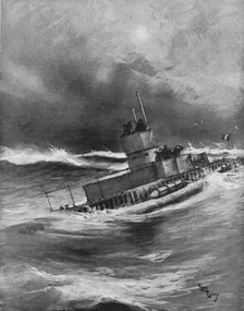 'Un sous-marin en croisiere par gros temps', 1916. Creator: Henri Rudaux.