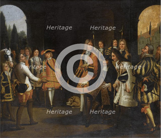 Audience of Louis XIV with Tsar Peter the Great in Versailles, 1717, First half of the 18th cent.. Artist: Anonymous  