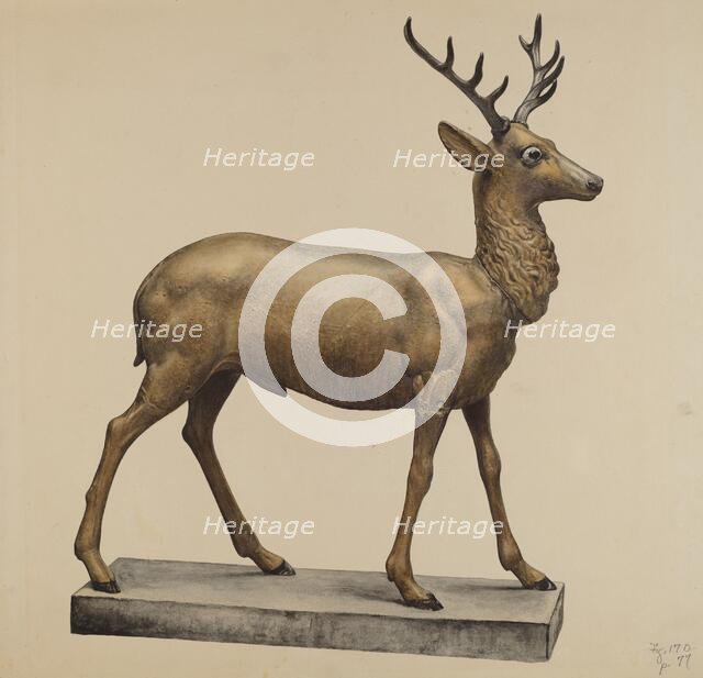 Deer Lawn Figure, c. 1940. Creator: Elisabeth Fulda.